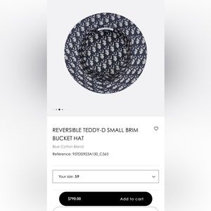 Dior Reversible Teddy-D Small Brim Bucket Hat - Blue